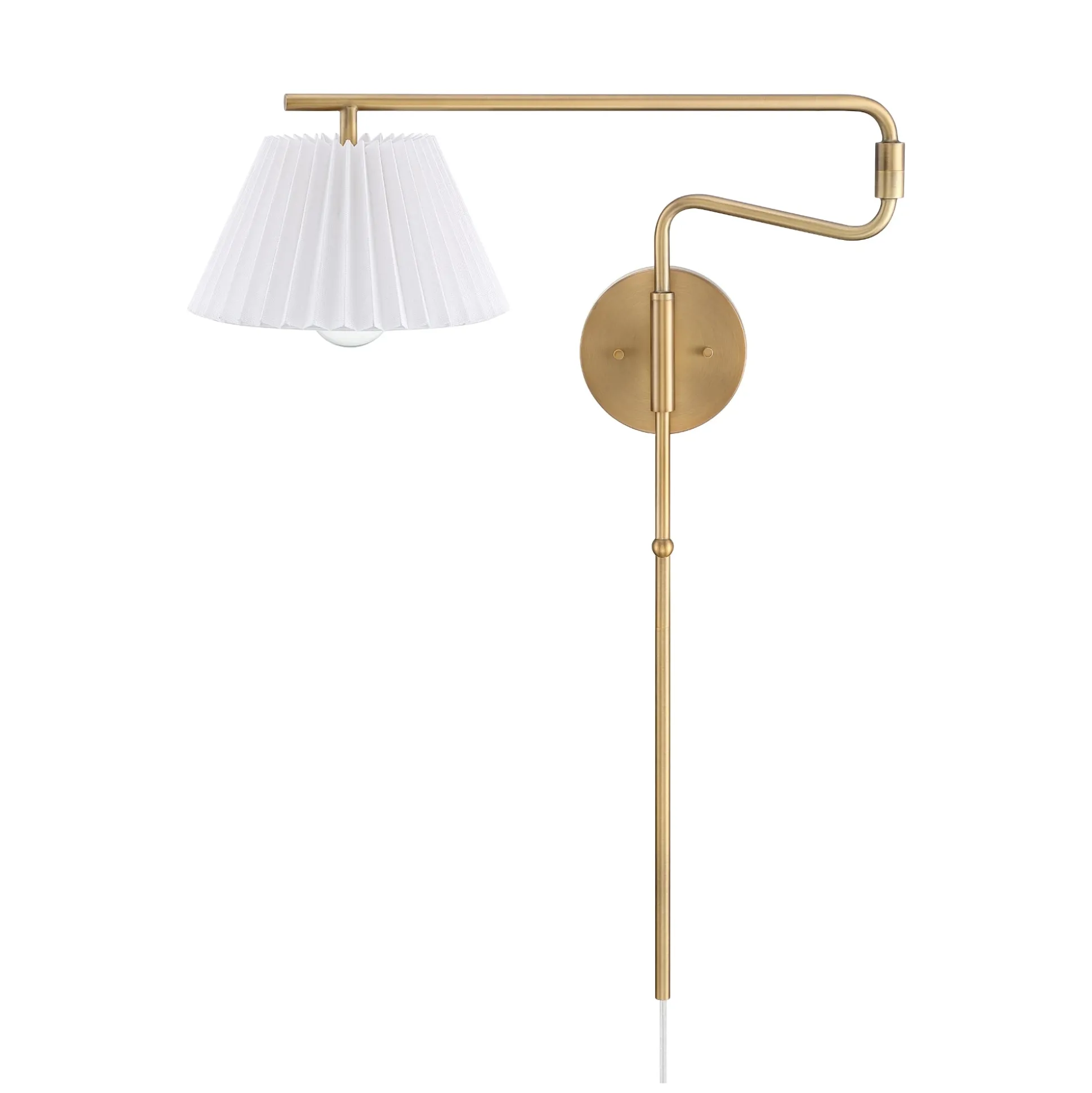 Metal Swing Arm Plug-in Wall Light Brass
