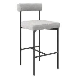 Metal Upholstered Counter Height Bar Stool Gray