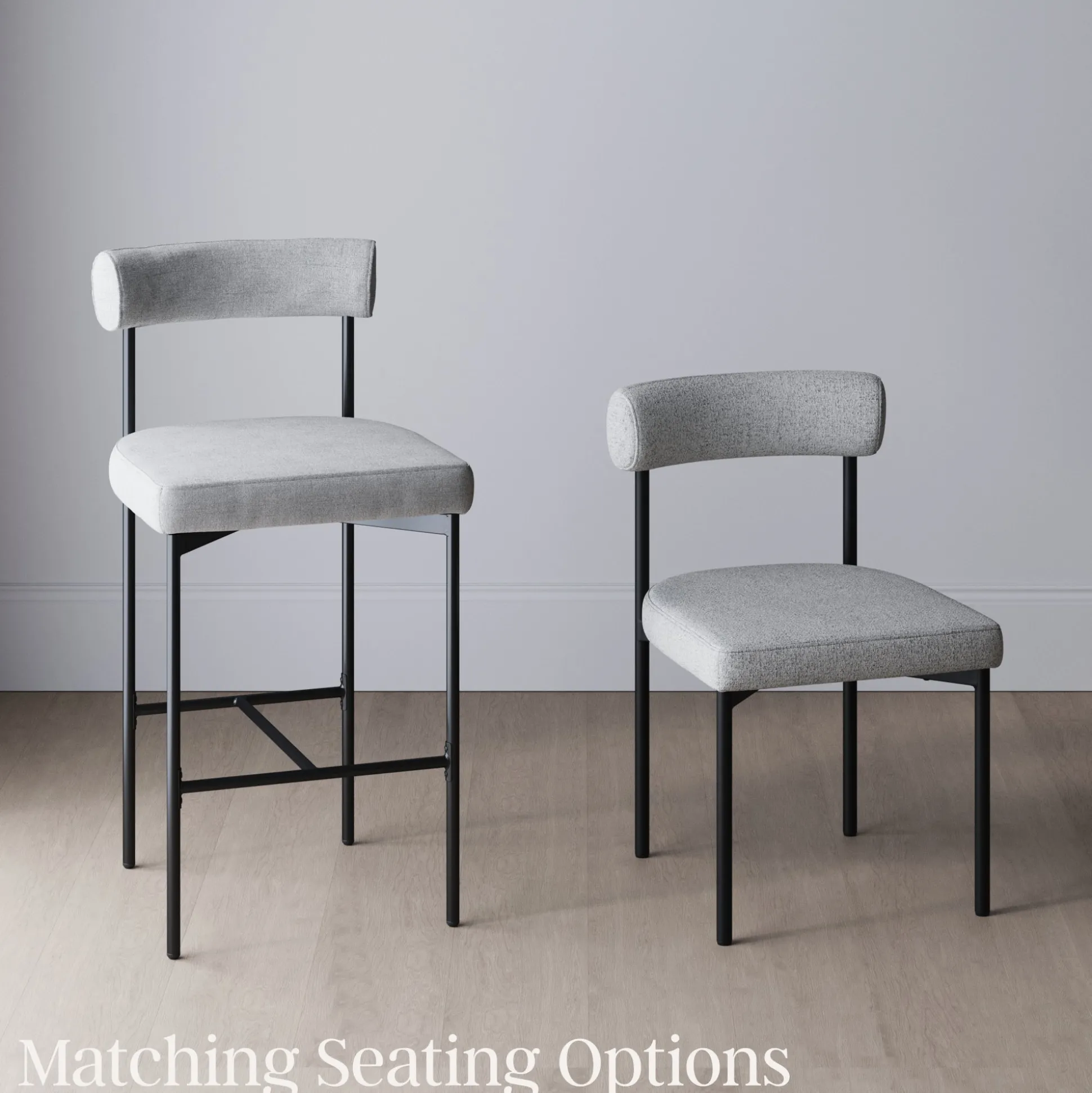 Metal Upholstered Counter Height Bar Stool Gray