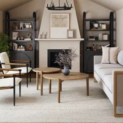 Mid-Century Arched Bookshelves with Doors Black (Set of 2)