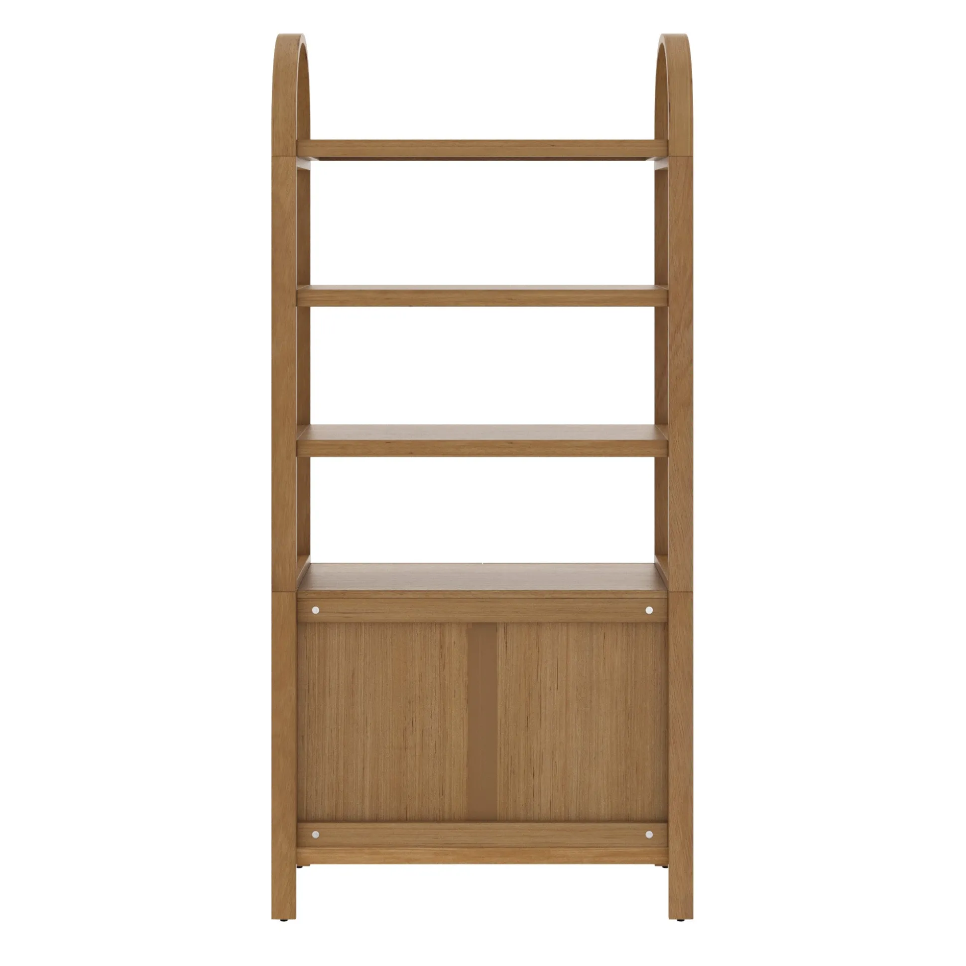 Mid-Century Arched Bookshelves with Doors Light Brown (Set of 2)
