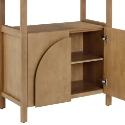Mid-Century Arched Bookshelves with Doors Light Brown (Set of 3)