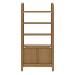 Mid-Century Arched Bookshelves with Doors Light Brown (Set of 3)