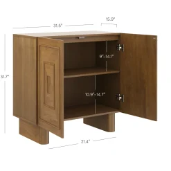 Mid Century Bar Cabinet Credenza with Sculpted Doors Light Brown (Set of 3)