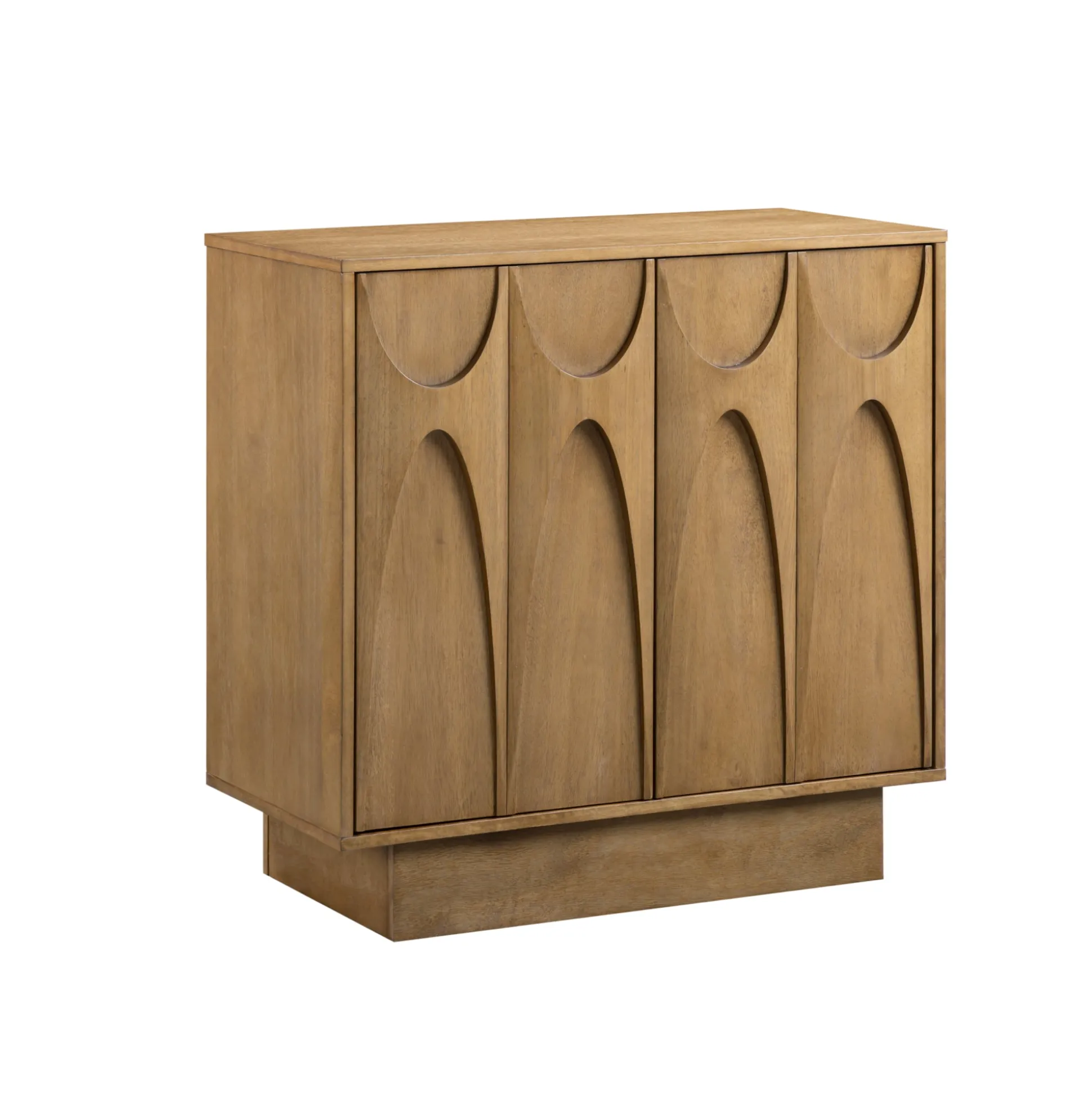 Mid Century Credenza with Antique Carved Doors Light Brown