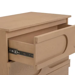 Mid-Century 3-Drawer Arched Dresser Raw Oak (Set of 2)