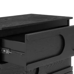 Mid-Century 3-Drawer Arched Dresser Black Oak (Set of 3)