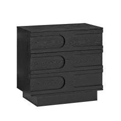 Mid-Century 3-Drawer Arched Dresser Black Oak