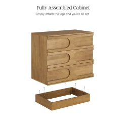 Mid-Century 3-Drawer Dresser Light Brown (Set of 2)