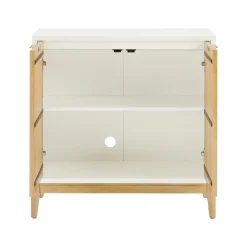 Mid-Century Entertainment Center Light Brown Warm White (2 Cabinets)