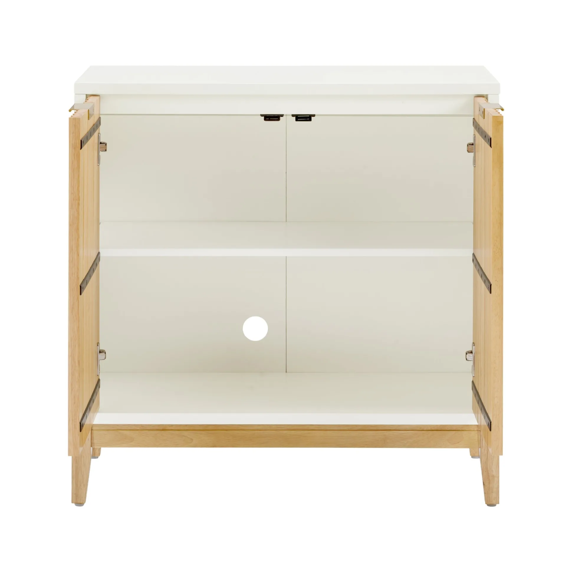 Mid-Century Entertainment Center Light Brown Warm White (2 Cabinets)