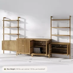 Mid-Century Entertainment Center Light Brown (2 Cabinets)