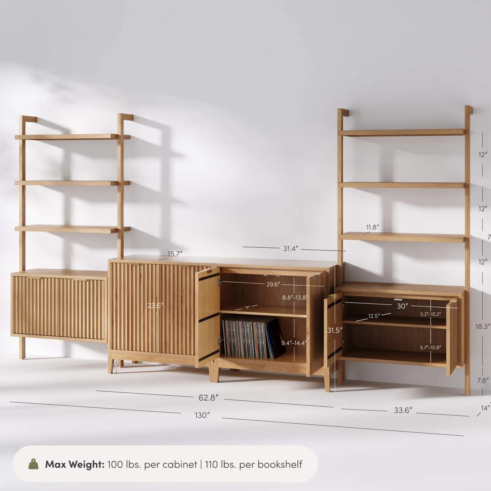 Mid-Century Entertainment Center Warm Pine (2 Cabinets)