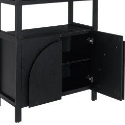 Mid-Century Entertainment Center Black (2 Cabinets)