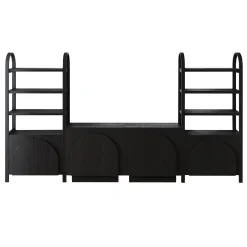 Mid-Century Entertainment Center Black (2 Cabinets)