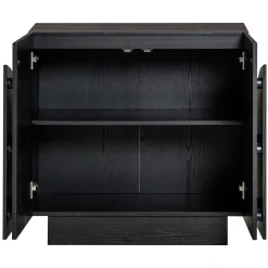 Mid-Century Entertainment Center Black (2 Cabinets)