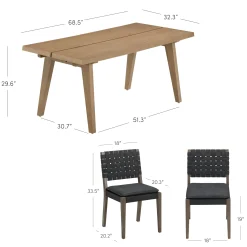 Mid Century Faux Leather Dining Set Black (4 Chairs)