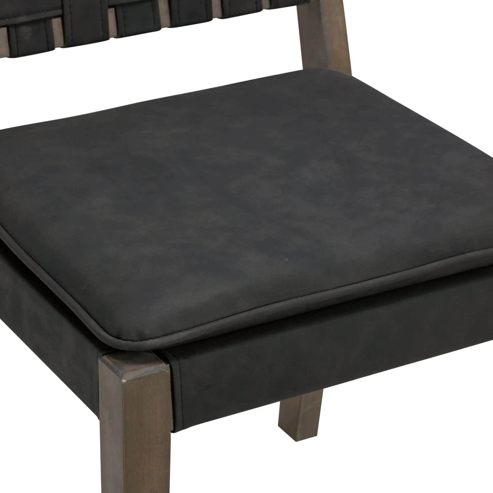 Mid Century Faux Leather Dining Set Black (6 Chairs)