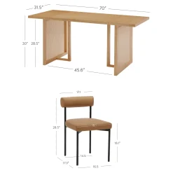 Mid-Century Faux Leather Dining Set (4 Chairs)