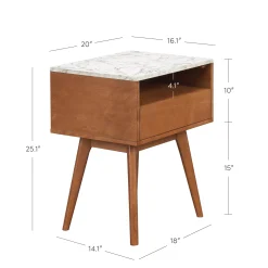 Mid-Century Faux Marble Nightstands (Set of 2)