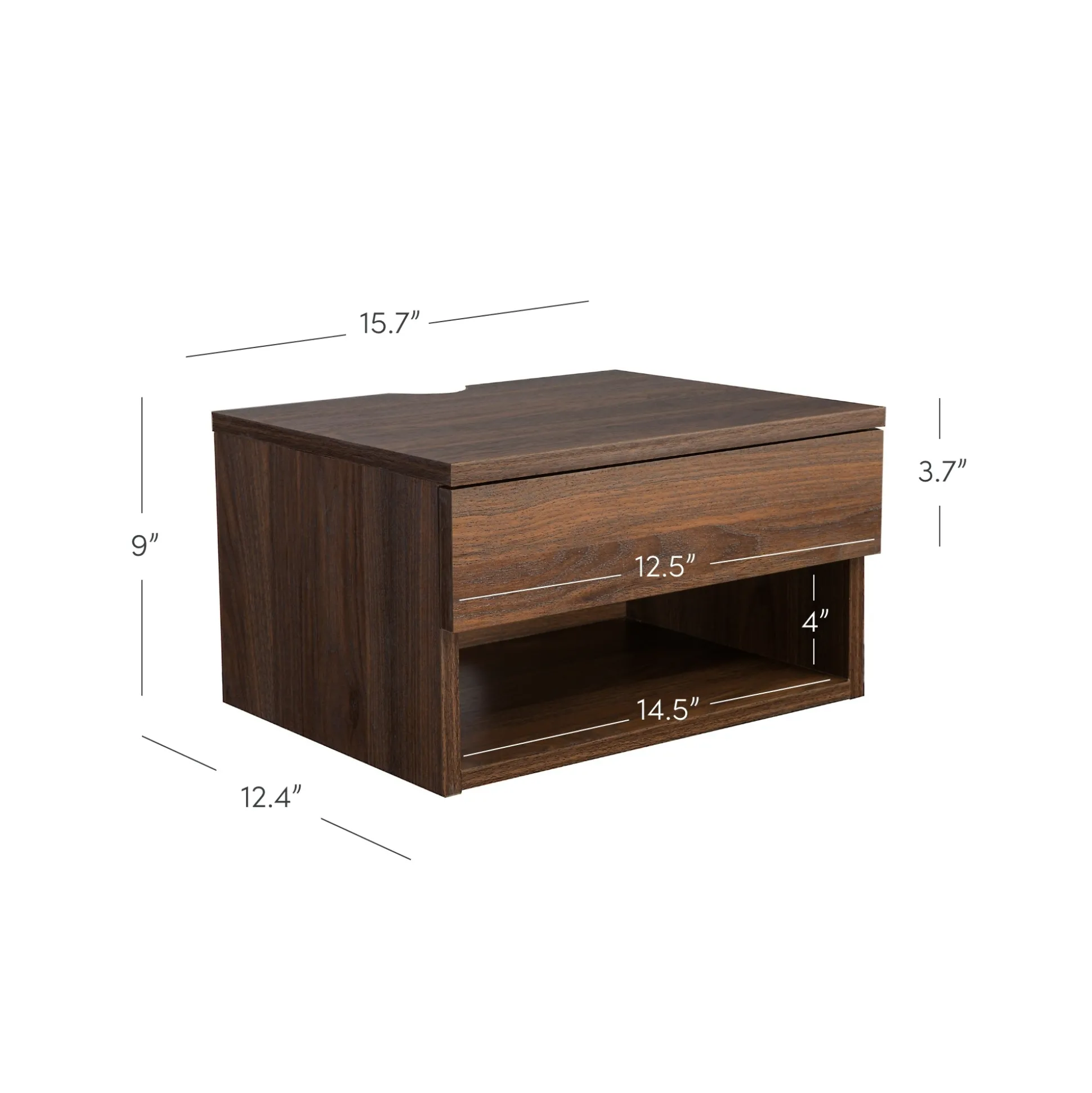 Mid-Century Floating Drawer Nightstand Walnut