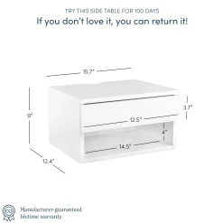 Mid-Century Floating Drawer Nightstand White