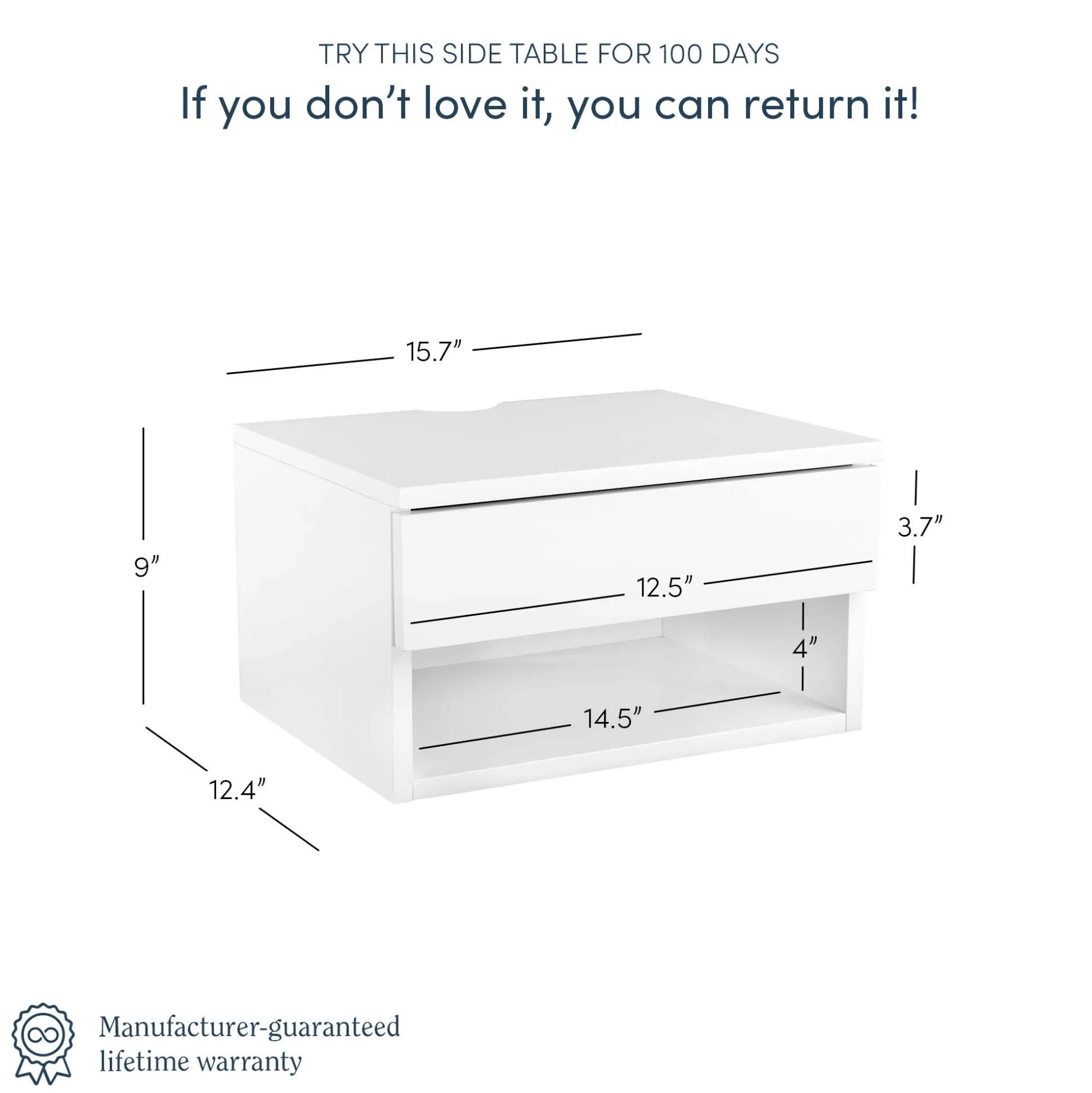 Mid-Century Floating Drawer Nightstand White