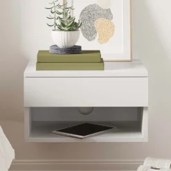 Mid-Century Floating Nightstands White (Set of 2)