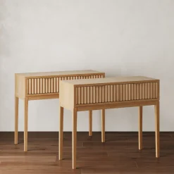Mid-Century Fluted Console Tables (Set of 2)