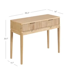 Mid-Century Fluted 2-Drawer Console Table