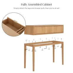 Mid-Century Fluted 2-Drawer Console Table