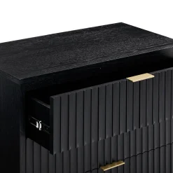 Mid-Century Fluted 9-Drawer Extra Large Dresser Black (Set of 3)
