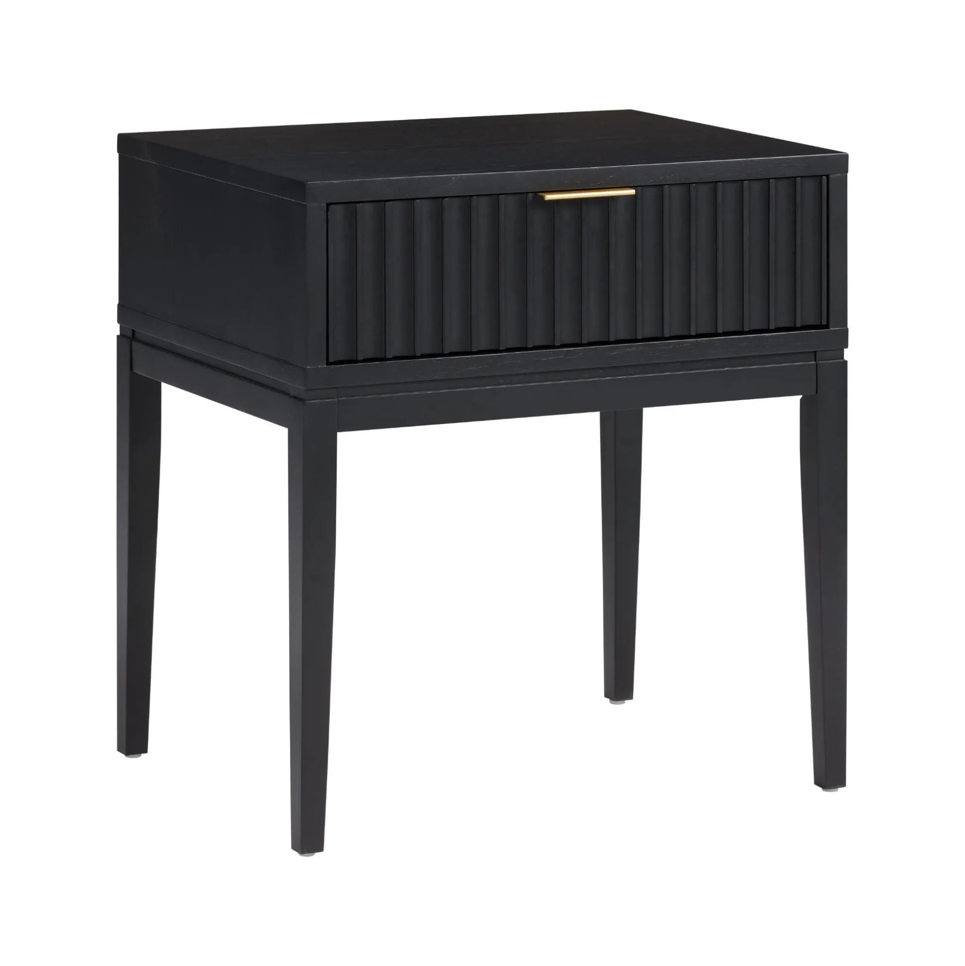 Mid-Century Fluted Nightstands Black Oak (Set of 2)