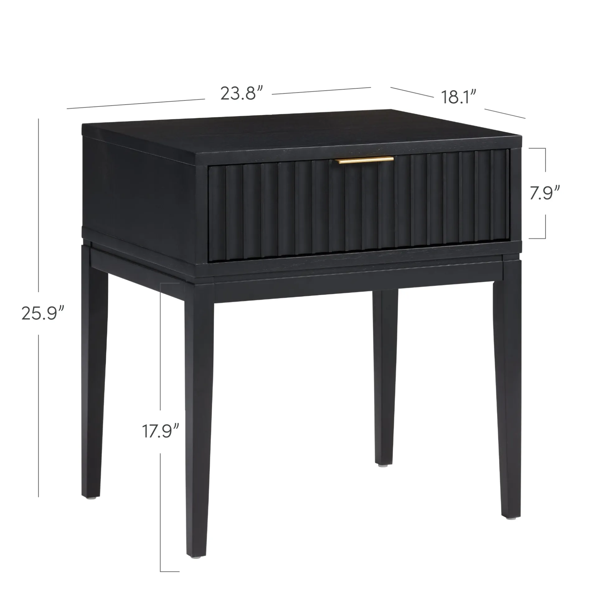 Mid-Century Fluted Nightstands Black Oak (Set of 2)