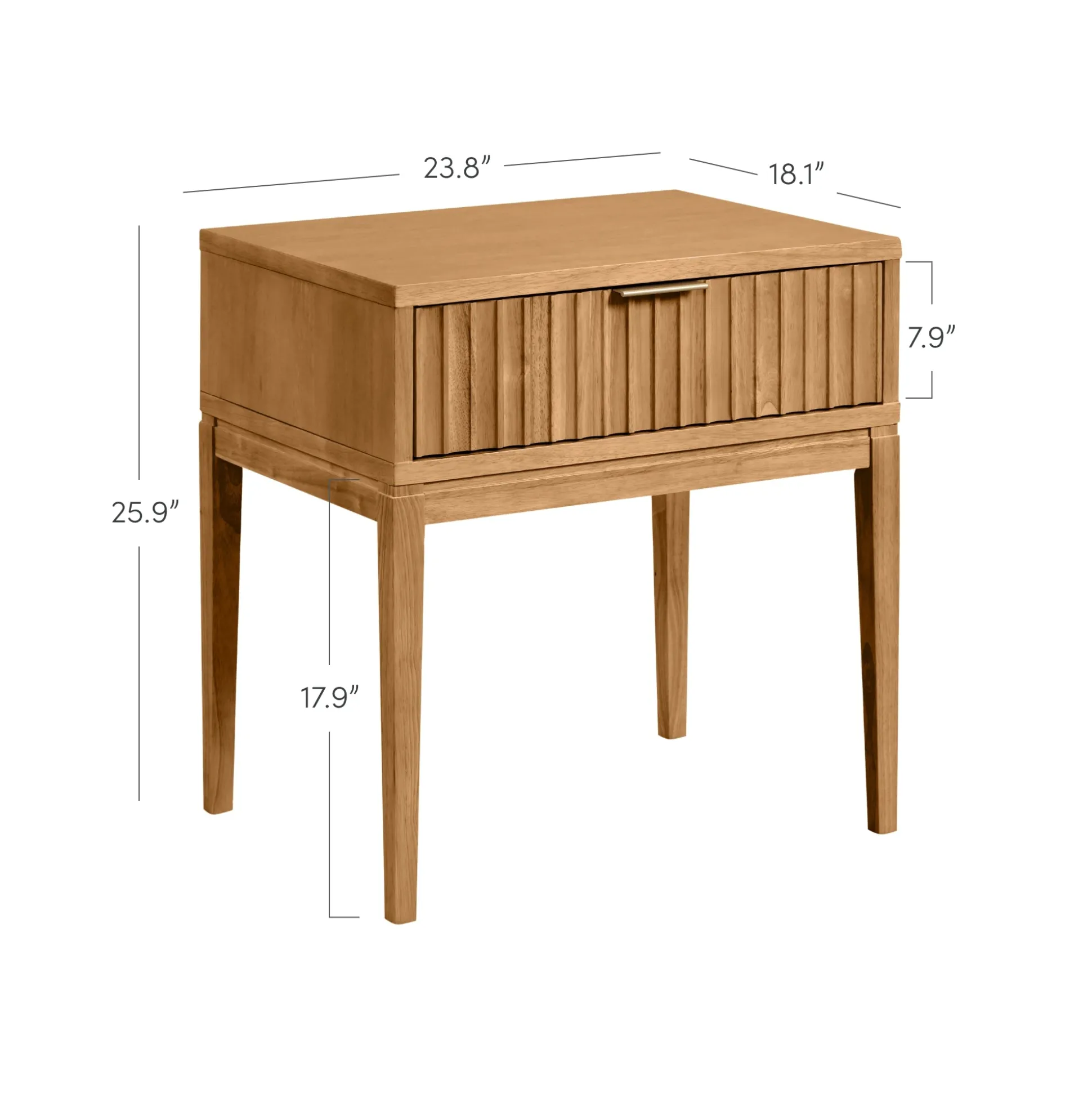 Mid-Century Fluted Nightstands Warm Pine (Set of 2)