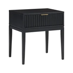 Mid-Century Fluted Nightstand Black Oak