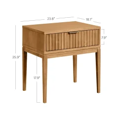 Mid-Century Fluted Nightstand Warm Pine