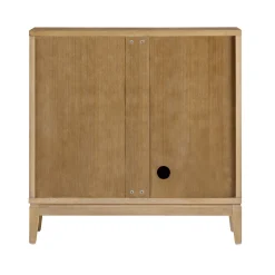 Mid-Century Fluted Storage Cabinet Credenza Light Brown (Set of 2)