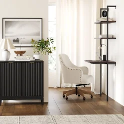 Mid-Century Fluted Storage Cabinet Black Oak