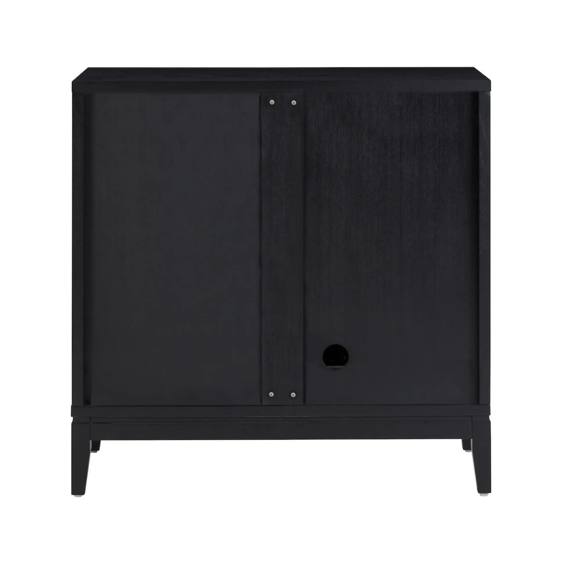 Mid-Century Fluted Storage Cabinet Credenza Black Oak (Set of 3)