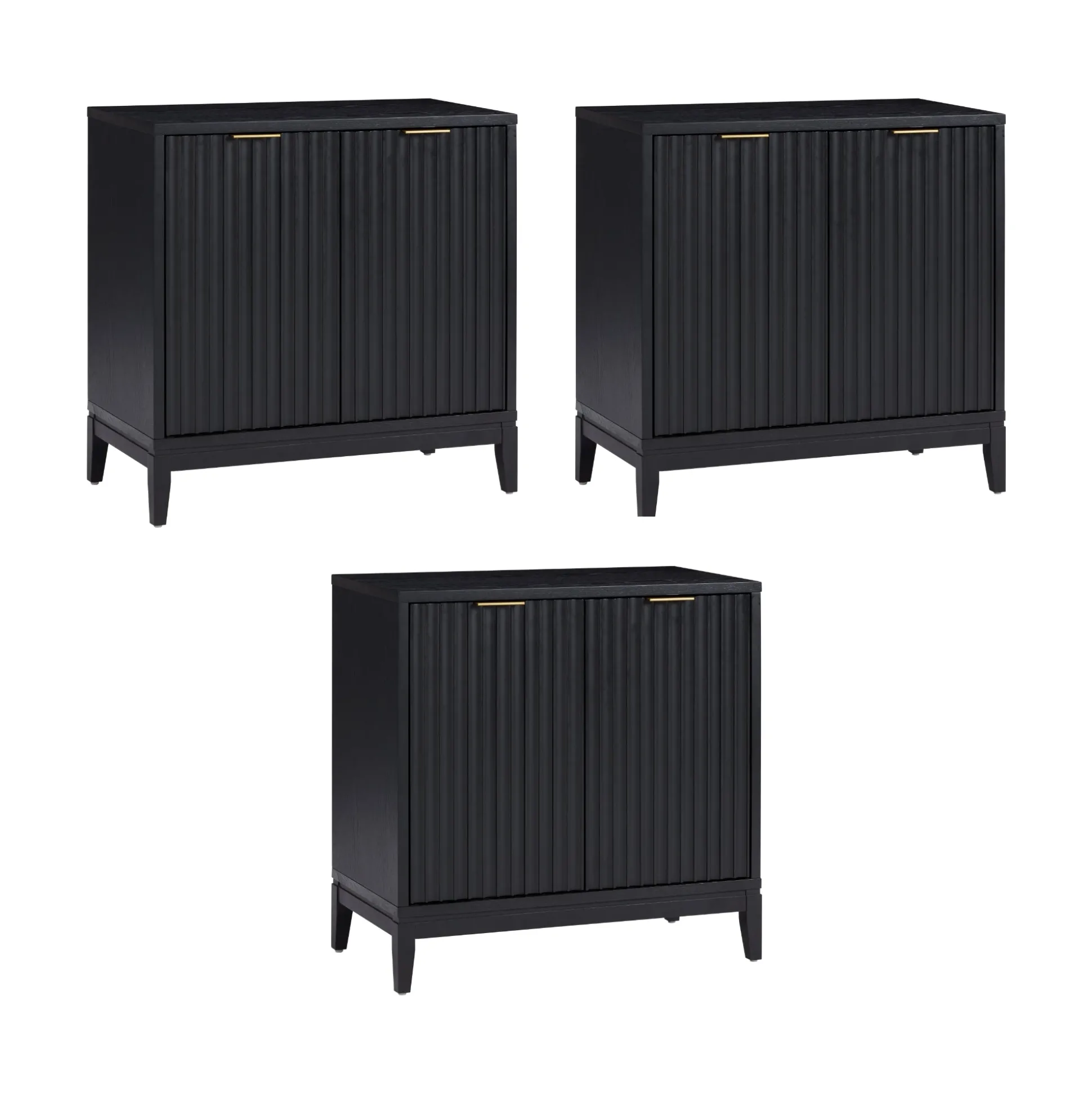 Mid-Century Fluted TV Console for TVs up to 75" Black