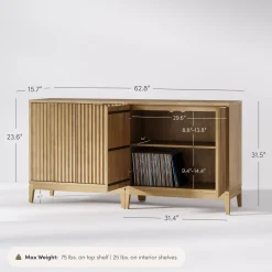 Mid-Century Fluted TV Console for TVs up to 65