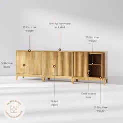 Mid-Century Fluted TV Console for TVs up to 75