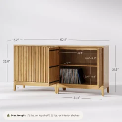 Mid-Century Fluted TV Console for TVs up to 65" Warm Pine
