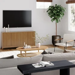 Mid-Century Fluted TV Console for TVs up to 65
