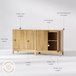 Mid-Century Fluted TV Console for TVs up to 65