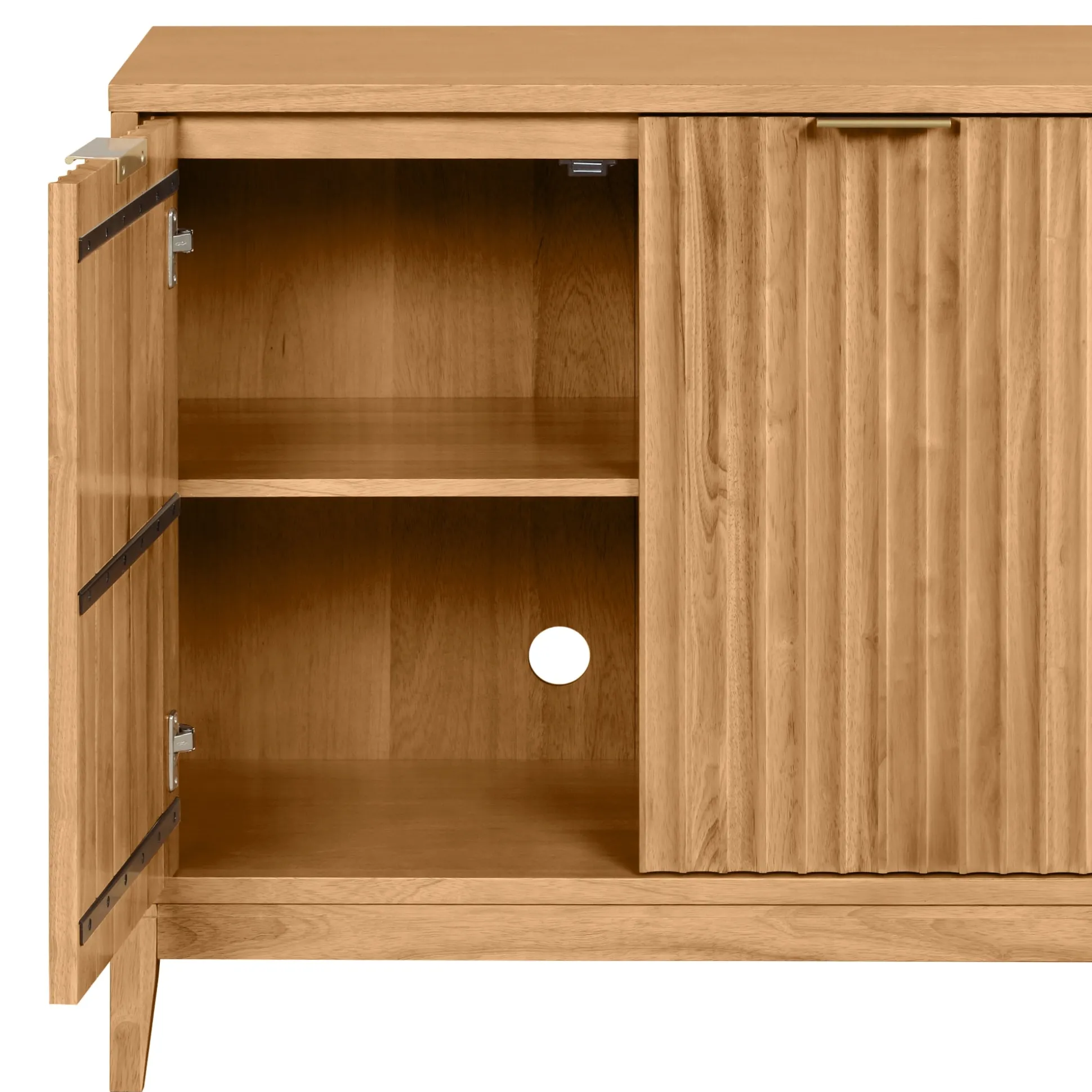Mid-Century Fluted TV Console for TVs up to 65" Warm Pine