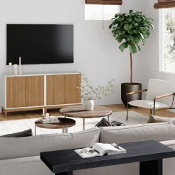 Mid-Century Fluted TV Console for TVs up to 65
