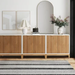 Mid-Century Fluted TV Console for TVs up to 75