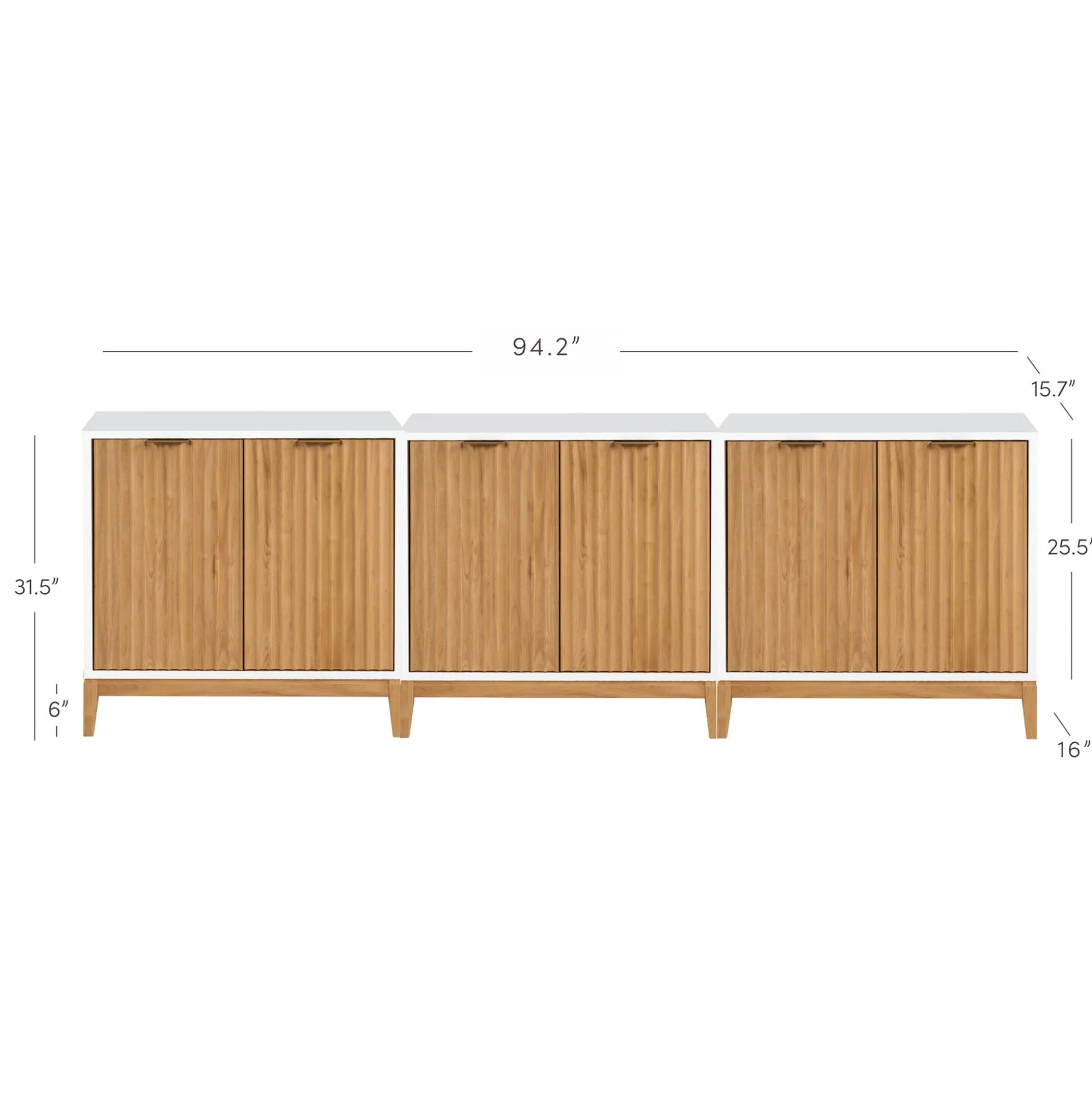 Mid-Century Fluted TV Console for TVs up to 75" White